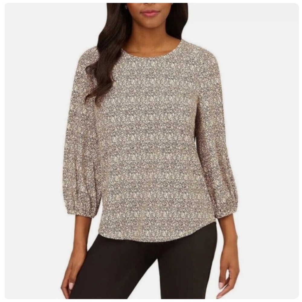 Adrianna Papell Speckled Dot Balloon Sleeve Blouse